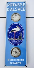 Ancien Thermomètre Baromètre Plaque Émaillée Potasse d'Alsace Strasbourg