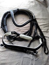 English horse bridle comfort face, ergonomic full black, padded monocrown full