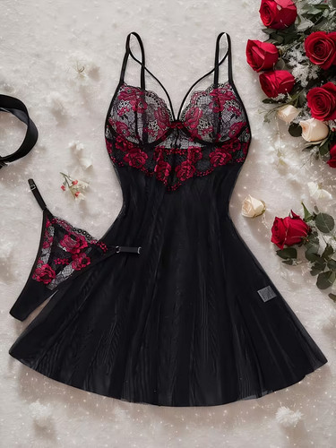Nuisette noire broderies - noire,