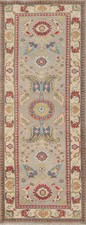Tapis Couloir Oriental Fait Main 10 Pieds 3x10 Gris/Ivoire Super Kazak