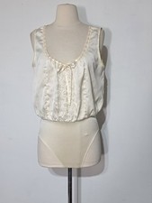 Vintage Olga Christina Teddy Blouson Embroidery Babydoll Sz L #16150 Romper