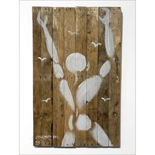 MESNAGER Jérôme - Peinture à l'acrylique sur palissade en bois "Homme en blanc" 