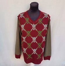 De Puta Madre 69 Skull&Bones Wool/Acrylic V-Neck Pullover Sweater Jumper Sz XL