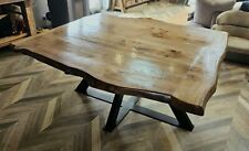 Superbe table de salle à manger en orme & chêne massif – 160x145 cm – Élégance