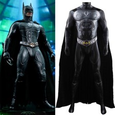 Batman Forever Batman Bodysuit Cosplay Costume with Cloak for Adult Kid Hallowee