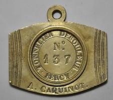 Trade plate - BERCY cooperator-unroller no. 137 A. CAQUINOT before May 1840