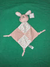 Doudou Plat Lapin Blanc Rose