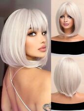 Perruque Femme Synthétique Blonde Doré Courte Lisses Avec Frange +Cadeau