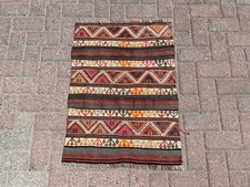 Petit tapis rouge grand kilim de 2 x 3 pieds - tapis vintage pour salon