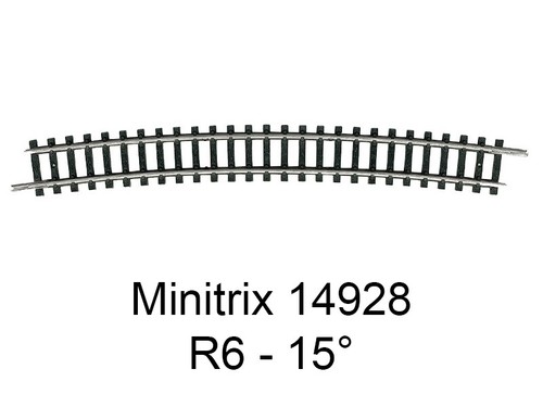 Trix rail courbe - rail, 15°