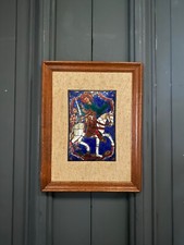 Email de grand feu représentant Saint Martin XXe cadre en bois L6552