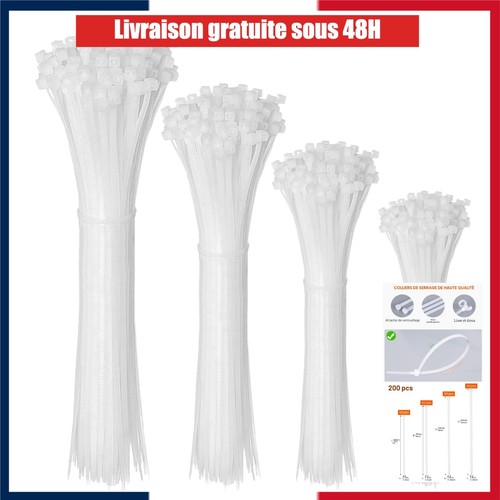 200 serre câbles nylon blanc - 200,