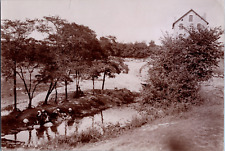 France, women washing laundry in the river, vintage print, ca.1890 wine print