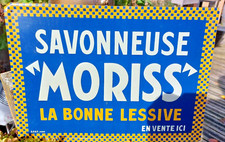 Plaque tôle publicitaire emboutie Savonneuse MORISS - Lessive - Bonux