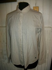 Vintage Chemisier  coton beige rayé bleu DONALDSON 42 brodé Mickey