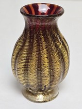 Vtg Art Glass Murano Vase Barovier & Toso  MCM Cordonato d’Oro Label RARE small