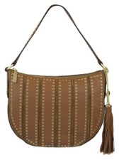 Michael Kors Women's Dark Caramel Brooklyn Grommet Leather Hobo Purse Bag Ret $