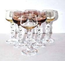 Lot de 6 verres à liqueur - Verre ballon à pied torsadé en verre coloré fumé 9.5