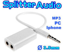 Splitter Cable Coupleur Separateur Audio Casque Double Jack 3.5mm Pour Iphone PC