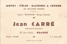 OLD ADVERTISING PAPER PAPER COMPANY JEAN CARRÉ MERCHANT BICYCLE MOTORCYCLES ROANNE