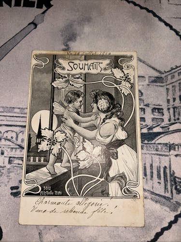 Cpa art nouveau - art, carte