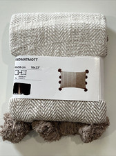 New IKEA ANDMATMOTT Cushion Cover Natural 16x23" with pomps