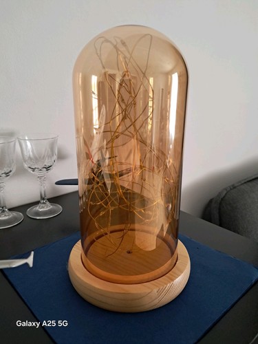 Cloche verre avec guirlande - en,