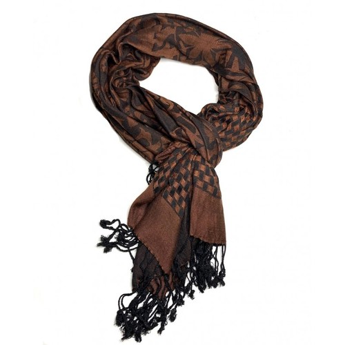 Foulard pashmina damier marron - foulard,