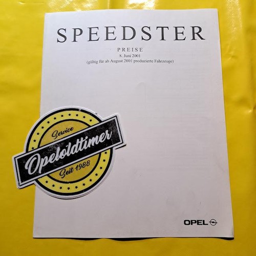 Brochure liste opel speedster - liste,