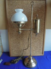 Lampe style Quinquet  en Laiton et Opaline Vintage