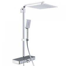 Colonne de douche thermostatique avec tablette verre anthracite - Ocean SCHÜTTE