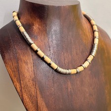 Collier perles bois - collier, en