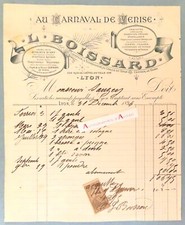 ● L. BOISSARD - At the Venice Carnival - rare invoice 1894 - Lyon art objects