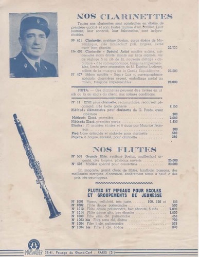 Pub masspacher clarinettes - masspacher,