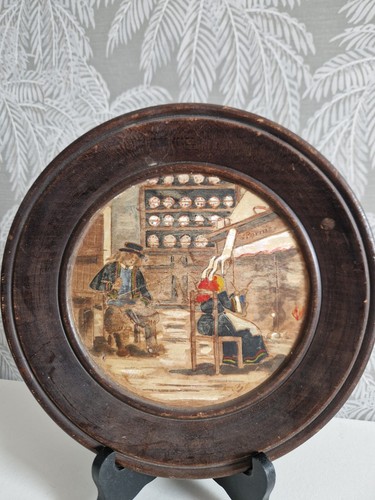 Assiette bois décor breton - en,