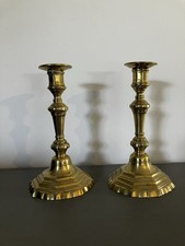 Paire Bougeoirs Flambeaux Bronze Style Louis XIV 