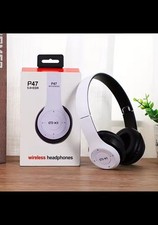 Casque Audio Stereo Bluetooth sans fil modèle P47, pliable - Blanc 