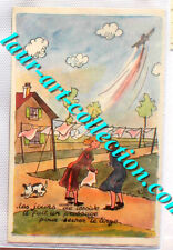 Postcard fantasy laundry day passage plane for drying, army air vocation