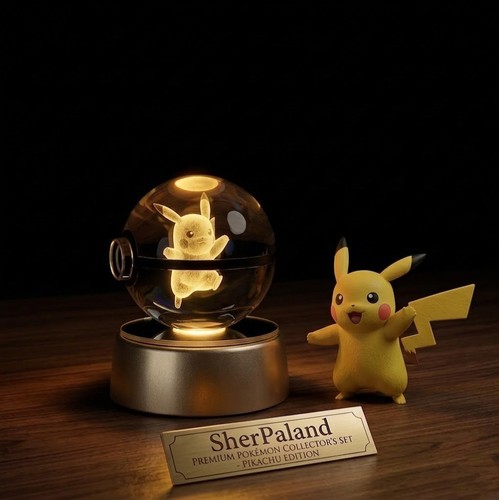 Crystal pokeball night light - pokeball,
