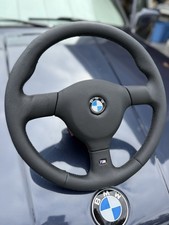 BMW E30 MTech 2 370mm Steering Wheel (Small) Reupholstered Black Leather OEM