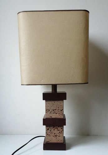 Lampe bois pierre lave - lampe,