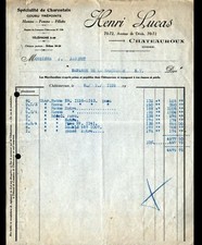 CHATEAUROUX (36) CHARENTAISES SLIPPERS / FASHION "Henri LUCAS" invoice in 1929