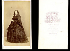 Marti, Barcelona, Lady with Mantilla Vintage Albumen Print CDV. Print