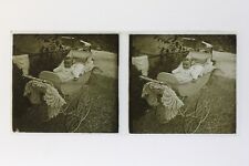 Baby Stroller France Photo Stereo Amateur P50L5n12 Vintage Glass Plate 