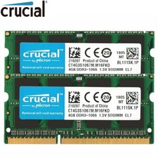 Crucial RAM 8GB 2X4GB 2RX8 PC3-8500 DDR3 1066MHz 1.5V Laptop Notebook Memory
