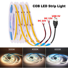 COB LED Strip Light Flexible Tape Lights Home DIY Lighting Warm White 5V 12V 24V