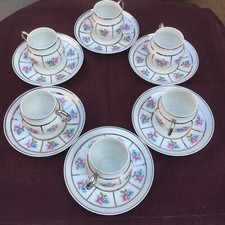 6 Cup Service A Coffee F. Legrand & Cie Porcelain Limoges
