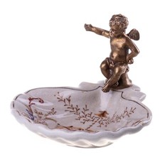 Porcelain Soap Bowl with Bronze and Angel Bathroom Accessory