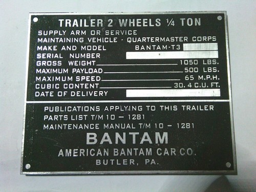 Plaque identification willys - plaque,