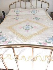 Beautiful Chenille Vintage Bedspread Floral Design.  104x95